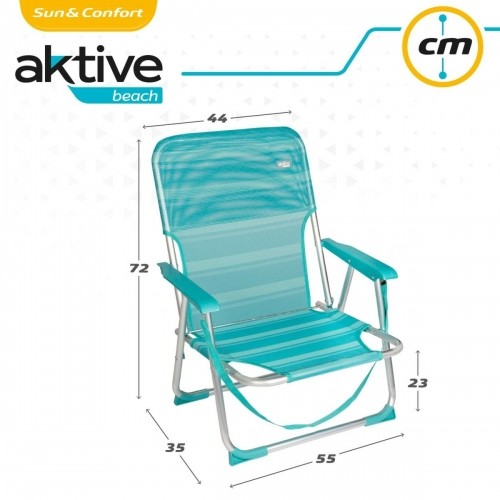 Pludmales krēsls Aktive Tirkīzs 44 x 72 x 35 cm Alumīnijs Locīšana (4 gb.) image 2