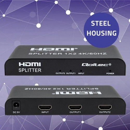 Qoltec 51797 Active HDMI Splitter 2 x HDMI 4K x 2K | 6Gb/s | 60Hz image 2