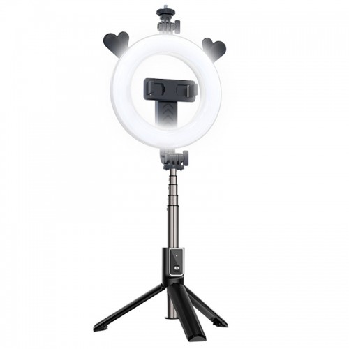 CP X5 LED 16cm Uzlādējama Selfie Lampa ar BT Pulti & Rokturi + Grīdas statīvu 20-90cm + Telefona image 2