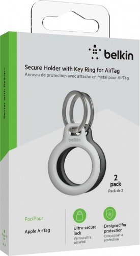 BELKIN SECURE AIRTAG HOLDER KEYCHAIN 2PACK BLK/WHT image 2