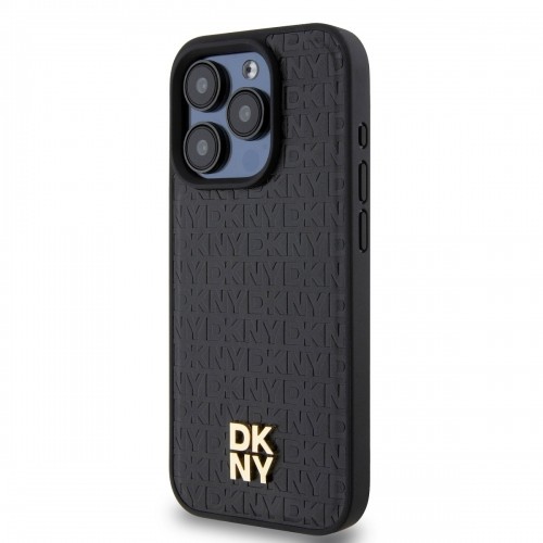 DKNY PU Leather Repeat Pattern Stack Logo MagSafe Case for iPhone 15 ro Max Black image 2