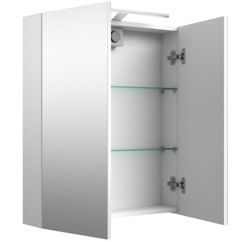 Шкафчик с зеркальными дверцами и GARDA LED подсветкой Raguvos Baldai MILANO 60 CM matt white 1902312 image 3