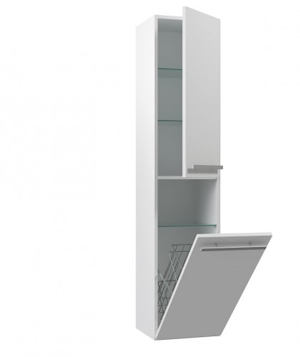Высокий шкаф для ванной с корзиной для белья Raguvos Baldai SERENA 35 CM glossy white 1433211 image 3