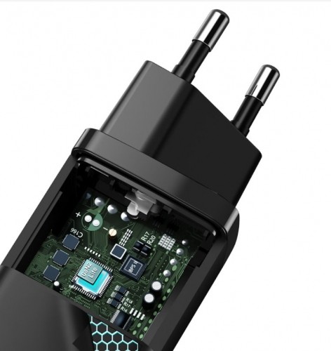 Baseus GaN CCCGAN2L-B01 Сетевое зарядное устройство USB / USB-C / 65W / 5A / Quick Charge 3.0 Черное image 3