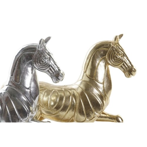 Dekoratīvās figūriņas DKD Home Decor Zirgs Sudrabains Bronza Sveķi (34 x 9,5 x 33,5 cm) (2 gb.) image 3