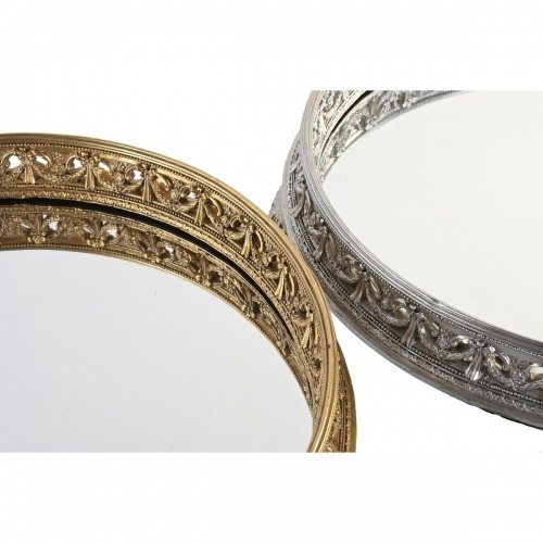 Uzkodu paplāte DKD Home Decor spogulis Sudrabains Bronza Sveķi Neoklasicisma (38,5 x 38,5 x 8 cm) (2 gb.) image 3
