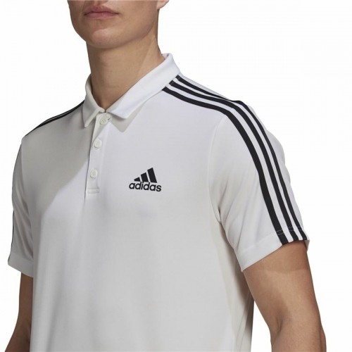 Поло с коротким рукавом мужское Adidas Primeblue 3 Stripes Белый image 3