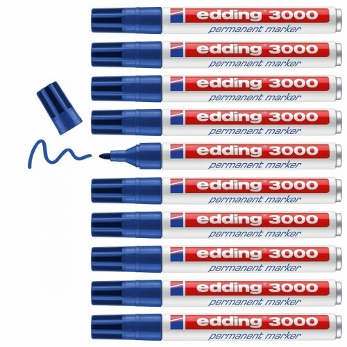Постоянный маркер Edding 3000 Синий 10 штук image 3