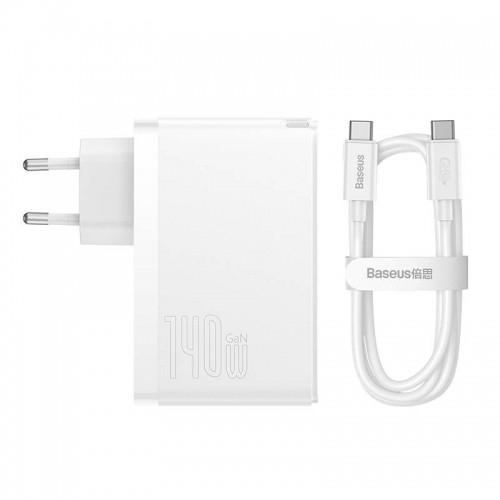 Baseus GaN5 Pro wall charger 2xUSB-C + USB, 140W (white) image 3