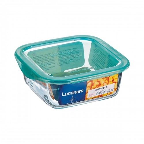Квадратная коробочка для завтраков с крышкой Luminarc Keep'n Lagon 10 x 5,4 cm бирюзовый 380 ml Двухцветный Cтекло (6 штук) image 3