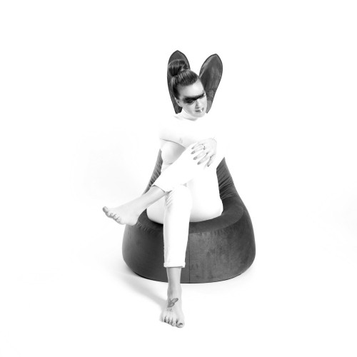 Qubo™ Mommy Rabbit Black Ears Lune VELVET FIT sēžammaiss (pufs) image 3