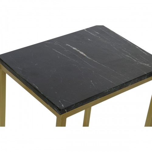 3 galdu komplekts DKD Home Decor 50 x 35 x 60 cm Melns Bronza Marmors Dzelzs image 3