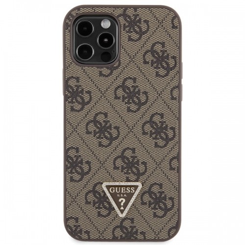 Guess GUHCP12MP4TDSCPW iPhone 12 | 12 Pro 6.1" brązowy|brown hardcase Crossbody 4G Metal Logo image 3