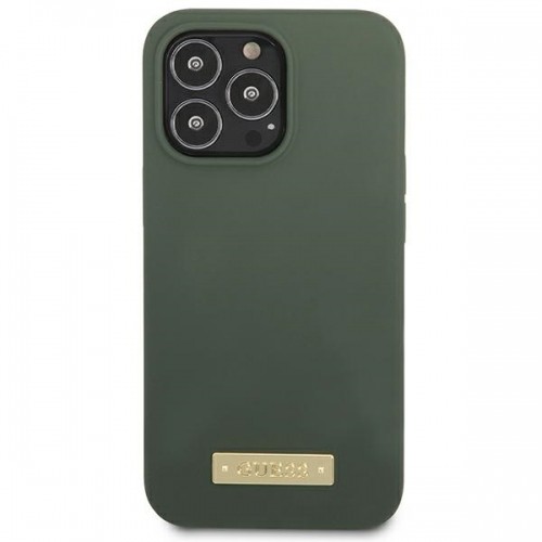 Guess GUHMP13XSPLA iPhone 13 Pro Max 6,7" zielony|khaki hard case Silicone Logo Plate MagSafe image 3