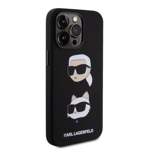 Karl Lagerfeld Liquid Silicone Karl and Choupette Heads Case for iPhone 15 Pro Max Black image 3