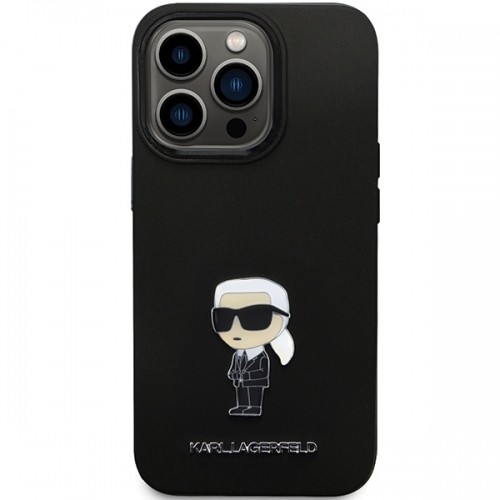 Karl Lagerfeld KLHCP13LSMHKNPK iPhone 13 Pro | 13 6.1" czarny|black Silicone Ikonik Metal Pin image 3
