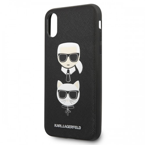 Karl Lagerfeld KLHCPXSAKICKCBK iPhone X|XS czarny|black hardcase Saffiano Karl&Choupette Head image 3