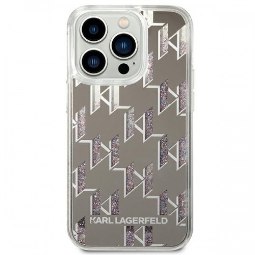 Karl Lagerfeld KLHCP14LLMNMS iPhone 14 Pro 6,1" hardcase srebrny|silver Liquid Glitter Monogram image 3