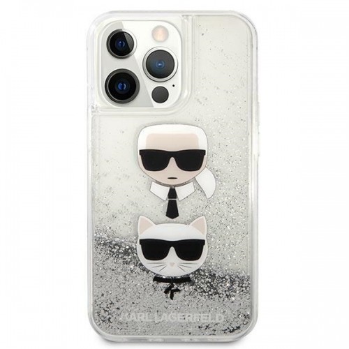 Karl Lagerfeld KLHCP13LKICGLS iPhone 13 Pro | 13 6,1" srebrny|silver hardcase Liquid Glitter Karl&Choupette Head image 3