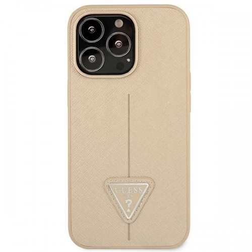 Guess GUHCP14LPSATLE iPhone 14 Pro 6,1" beżowy|beige hardcase SaffianoTriangle Logo image 3