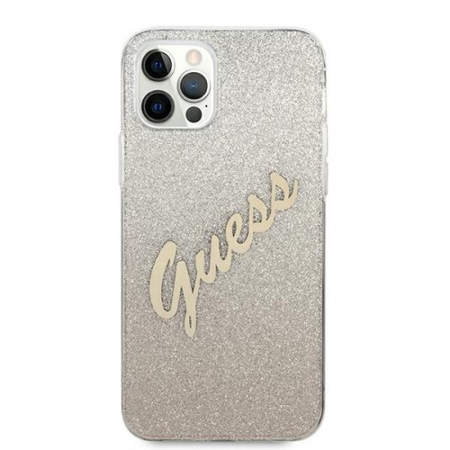 Guess GUHCP12MPCUGLSGO iPhone 12|12 Pro 6,1" złoty|gold hardcase Glitter Gradient Script image 3