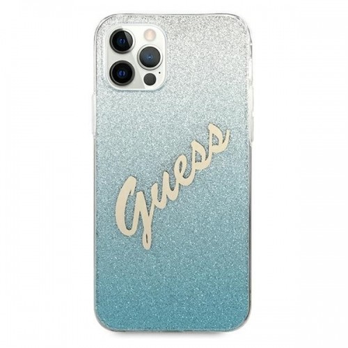 Guess GUHCP12MPCUGLSBL iPhone 12|12 Pro 6,1" niebieski|blue hardcase Glitter Gradient Script image 3