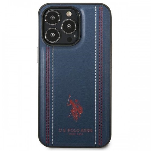 U.s. Polo Assn. U.S. Polo PU Leather Stitched Lines Case for iPhone 14 Pro Max Navy image 3