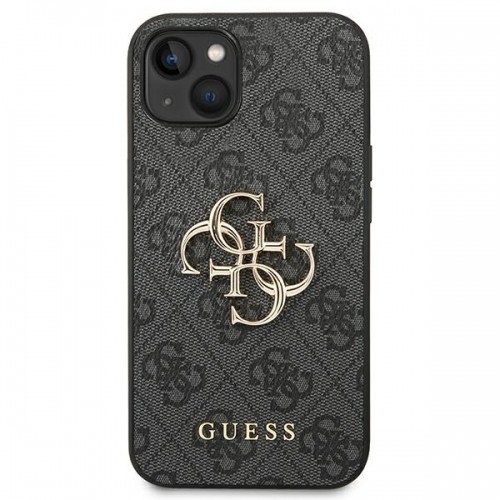 Guess PU 4G Metal Logo Case for iPhone 14 Plus Grey image 3