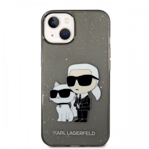 Karl Lagerfeld IML Glitter Karl and Choupette NFT Case for iPhone 14 Plus Black image 3