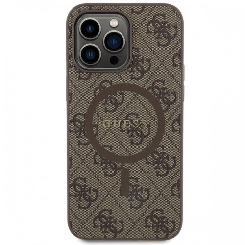 Guess GUHMP13LG4GFRW iPhone 13 Pro | 13 6.1" brązowy|brown hardcase 4G Collection Leather Metal Logo MagSafe image 3