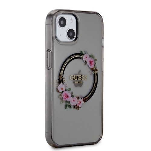 Guess PC|TPU Flowers Ring Glossy Logo MagSafe Case for iPhone 13 Black image 3