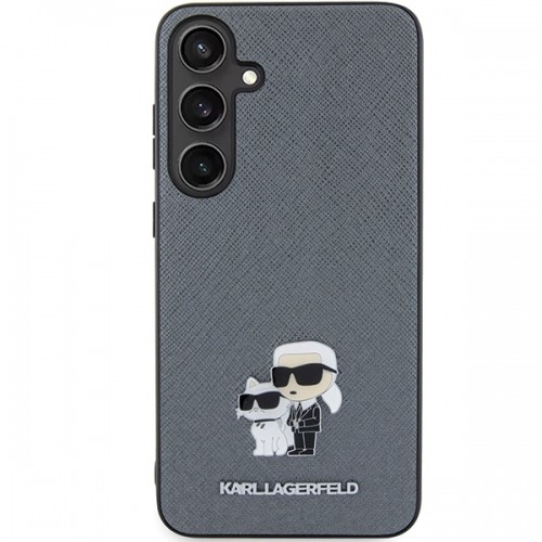 Karl Lagerfeld KLHCS24MPSAKCMPG S24+ S926 hardcase szary|grey Saffiano Karl & Choupette Metal Pin image 3