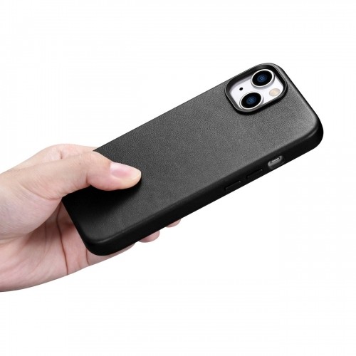 iCarer Case Leather cover for iPhone 14 Plus genuine leather case black (compatible with MagSafe) image 3