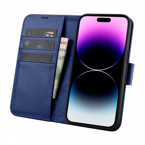 iCarer Wallet Case 2in1 Cover iPhone 14 Pro Max Leather Flip Case Anti-RFID Blue (WMI14220728-BU) image 3