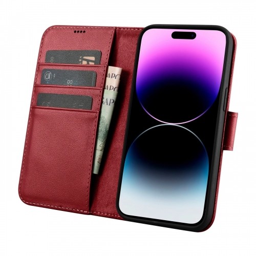 iCarer Wallet Case 2in1 Cover iPhone 14 Pro Max Leather Flip Cover Anti-RFID Red (WMI14220728-RD) image 3