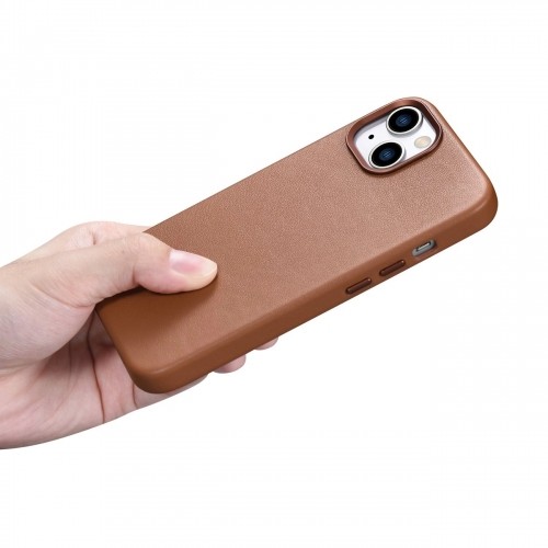 iCarer Case Leather Case Cover for iPhone 14 Brown (WMI14220705-BN) (MagSafe Compatible) image 3