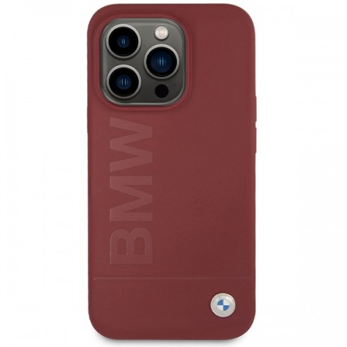 BMW BMHMP15LSLBLRE iPhone 15 Pro 6.1" czerwony|red hardcase Silicone Big Logo MagSafe image 3