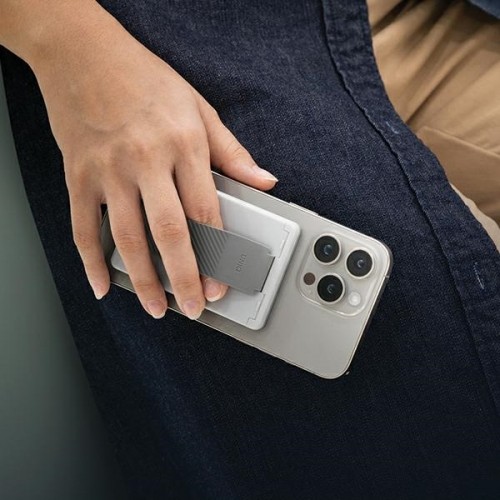 UNIQ Heldro ID magnetyczny portfel z podpórką i opaską szary|chalk grey image 3