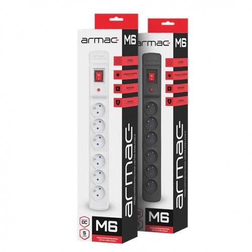 Armac Multi M6 | Barošanas sloksne | pretpārsprieguma sistēma, 6 rozetes, 5 m kabelis, pelēks image 3