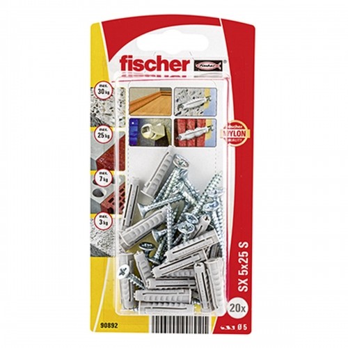 Sienas spraudņi un skrūves Fischer Sienas spraudņi un skrūves 20 Daudzums (5 x 25 mm) image 3