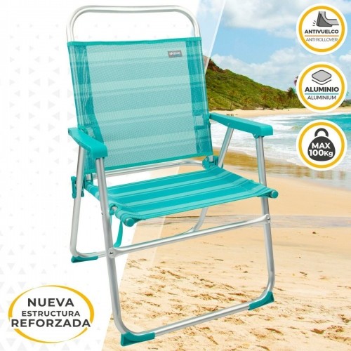 Пляжный стул Aktive бирюзовый 48 x 88 x 50 cm Алюминий Складной (4 штук) image 3
