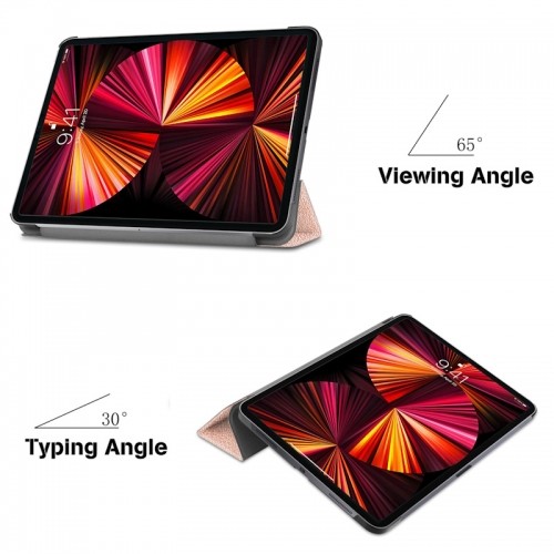 iLike Tri-Fold Plāns Eko-Ādas Statīva Maks Samsung Tab S9 11'' X710 / X716B / X718U (2023) Rozīgi Zeltaina image 3