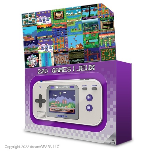 Dreamgear MY ARCADE GAMER V CLASSIC nešiojama žaidimų konsolė 220 žaidimų viename, pilkas, violetinis image 3