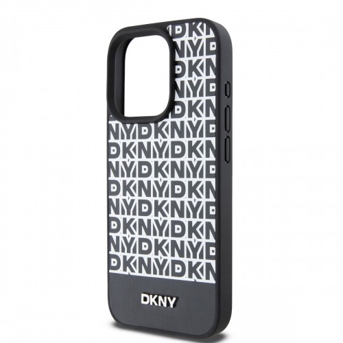 DKNY PU Leather Repeat Pattern Bottom Stripe MagSafe Case for iPhone 14 Pro Black image 3