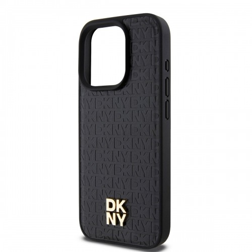 DKNY PU Leather Repeat Pattern Stack Logo MagSafe Case for iPhone 15 ro Max Black image 3