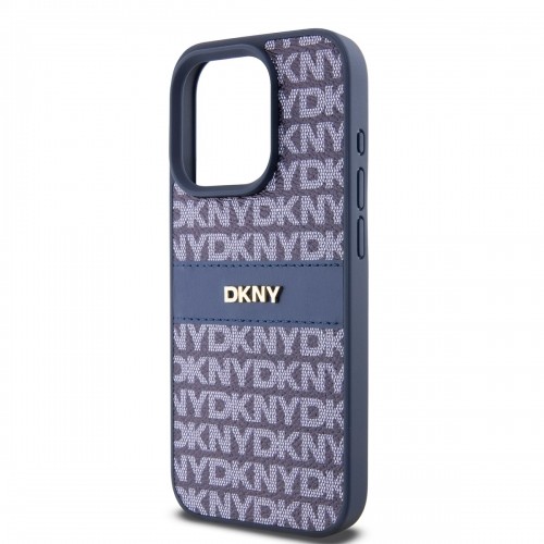 DKNY PU Leather Repeat Pattern Tonal Stripe Case for iPhone 14 Pro Blue image 3