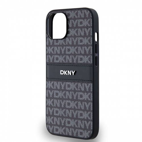 DKNY PU Leather Repeat Pattern Tonal Stripe Case for iPhone 14 Black image 3