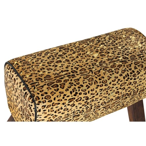 Sīkas mēbeles DKD Home Decor Melns Koks Brūns Āda Leoparda (67 x 30 x 51 cm) image 4