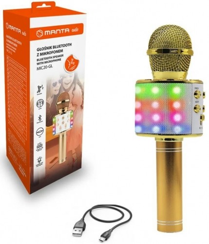 Karaoke microphone with speaker Manta MIC21PKL, gold image 4