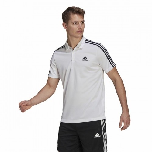 Поло с коротким рукавом мужское Adidas Primeblue 3 Stripes Белый image 4